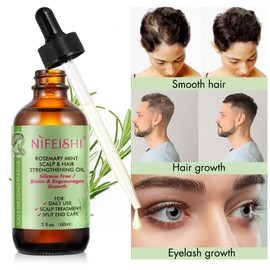 Rosemary Oil Hair 60 ml with Scalp Massage Brush, Rosemary Oil for Hair, Rosemary Oil for Scalp and Hair, Against Hair Loss, Improves Hair Growth, 60 ml