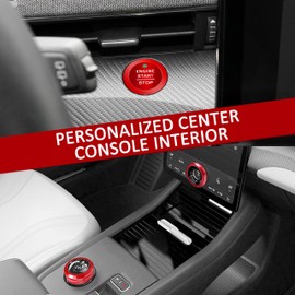 SENSHINE Volume Knob Cover for Ford Mustang Mach E Accessories 2024 2023 2022 2021 Gear Shift Switch Knob Cover Engine Start Stop Button Cover Outer Trim Ring for Mach-E, 4 Pcs (Red)