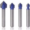 Mesee 4 Pieces 90 Degree V Groove Router Bit Set,