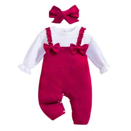 QITUDATEY Preemie Clothes 0-3 Months Baby Girl Romper Long Sleeve With Headband Sets Coming Home Newborn Girl Outfits