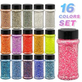 s High Flash Spring Holographic Solvent Resistant Chunky Glitter 24 Bottle for Nails Art Eye Makeup Face and Bodycolor: Set19-16 mix colors/Bubble Glitter