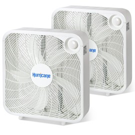 Hurricane 2-Pack Classic Floor Mount Box Fan w/ 3 Quiet Speeds, White, 20" - Corded Portable Electric Air Cooling Unit w/ Powerful 2400 CFM Airflow for Home, Garage, Office, Bedroom & Basement