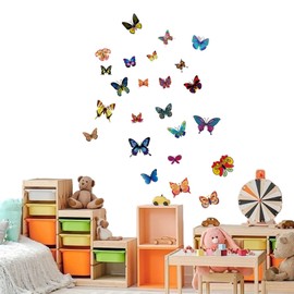 ZWWOGE Wandtattoo Kinderzimmer, Wandtattoo Aquarell Schmetterlinge, Rosa Wandaufkleber Bunt, Schmetterling Mädchen Wandsticker Wanddeko für Mädchenzimmer Kinderzimmer Babyzimmer