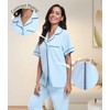 CF 100% Cotton Capri Pajamas Set Womens Button Down Sleepwear