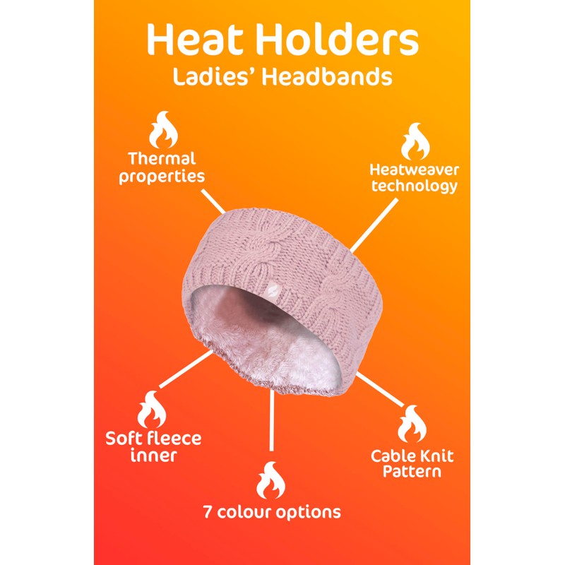Heat Holders - Ladies Thick Cable Knitted Fleece Lined Thermal
