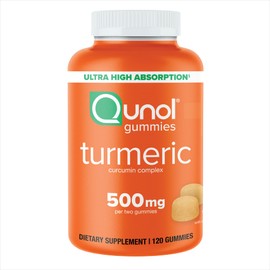 Qunol Turmeric 500mg Gummy, Ultra High Absorption Turmeric Curcumin, 120ct
