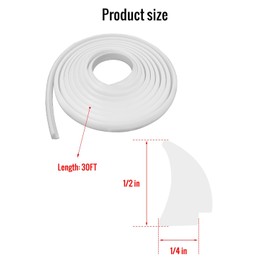 Silicone Rubber RV Window Seal 1/2'' x 1/4'' White, Weather Stripping Seal for RV Stationary Window Glass Edge Marine Boat Truck Automotive, Weatherproof Gasket Seal Trim, 30FT