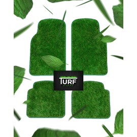 Car Floor Mats Real Turf Car Mats Universal Floor Artificial Grass Car Mats Green 4 Piece with Rubber Backing