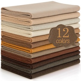 MITINU 12 Rolls 8"x35"(20.5x90cm) 1.4mm Thick Soft Felt Fabric Sheet 12 Assorted Brown Tone Series Colors Felt Pack for DIY Craft Sewing Squares Nonwoven Patchwork