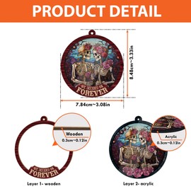 Artsy Woodsy Skeleton Couple We Decided On Forever Suncatcher Ornament, Valentines Couples Skull, Gifts for Boyfriend Girlfriend Engagement, Bedroom Kitchen Car Accessories, Gothic Love Romance Gifts