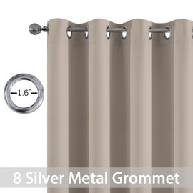 Yakamok Room Darkening Blackout Curtains Thermal Insulated Grommet Curtain Panels for Bedroom, 52W x 84L, Natural, 2 Panels