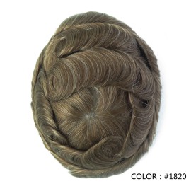 Men for Toupee Human Hair System Thin Skin Base Natural Invisible Hairline Hairpiece Replacement for Men Wigcolor: Col#1820, stretched length: 6inches, toupee size: 8X10