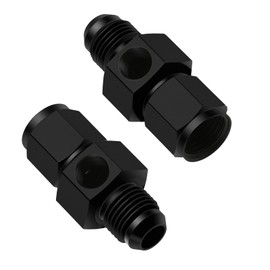 TRUCKMETER 2Pcs 4AN Male to 4AN Female Flare Adapter Fittings with 1/8 NPT Gauge Port, Hard Aluminum Hex Anodized Connector, Automotive Accessories Suitable for Vehicle Fuel Oil Line Modification