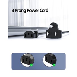 5FT Power Cord Cable Fit for Computer Monitor TV Replacement - (ETL Listed Cable)