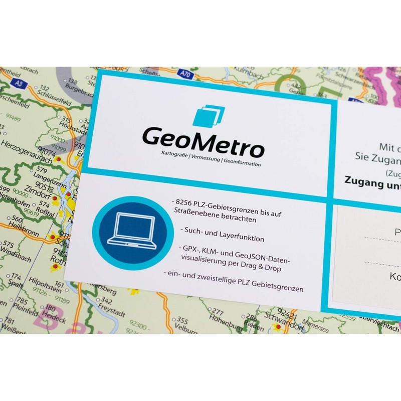 Postcode Map of Germany with Lamination on Both Sides Poster