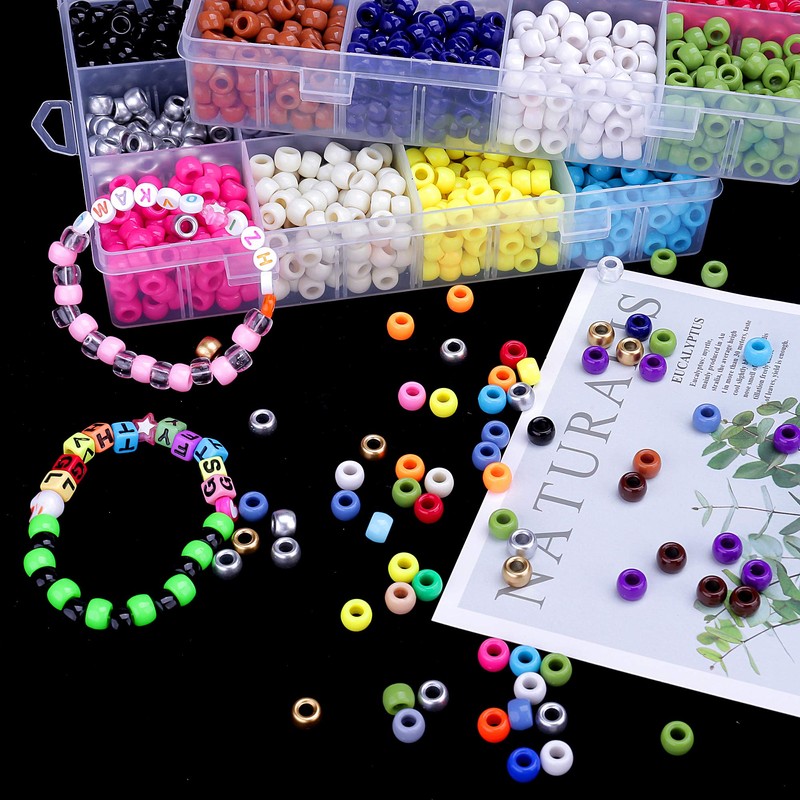 Greentime Pony Beads Bracelets Making Kit, 9mm Pony Beads Rainbow