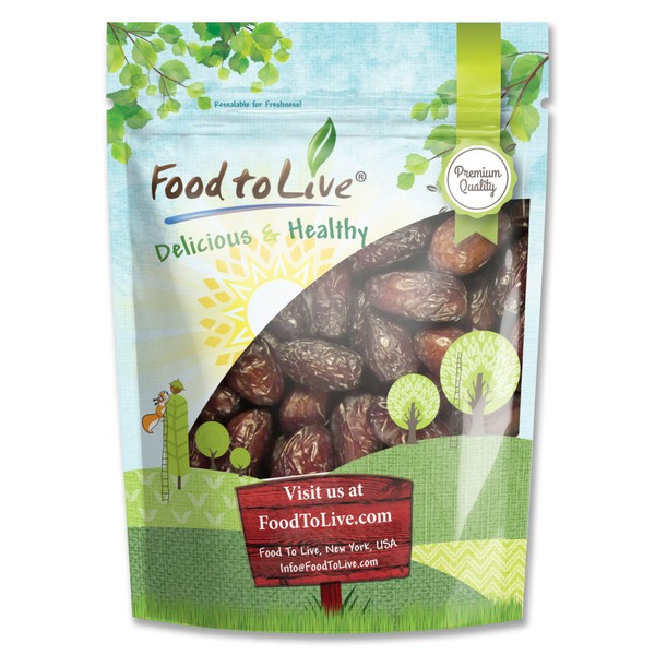 Medjool Dates, 2 Pounds – Non-GMO Verified, Large Dried Meaty Dates with Pits, Unsweetened, Unsulphured, Vegan, Sirtfood, Bulk. Good Source of Dietary Fiber. Great as Snack, and for Making Desserts.