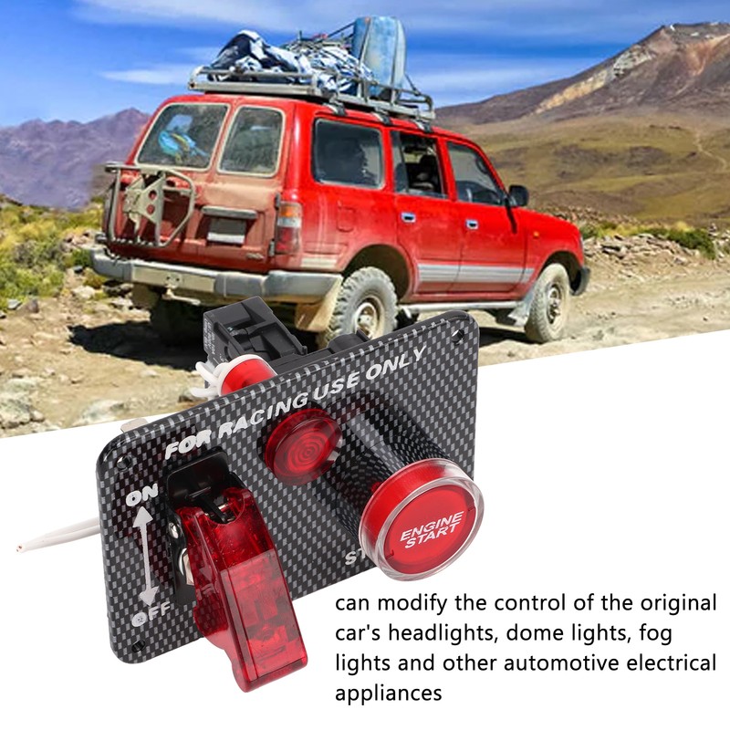 Ignition Switch Panel Kit 12V 40A Carbon Fiber Racing Style