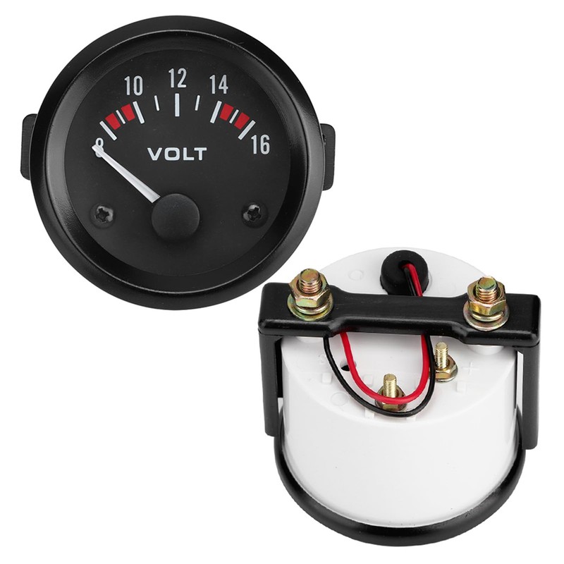 Aramox 12V Car Universal Voltmeter 52mm/2in Voltage Meter Gauge Black