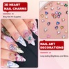 MECCANIXITY 40 Pcs 3D Heart Nail Charm Crystals Nail Gems
