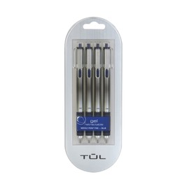Tul Retractable Gel Pens 0.5mm Needle Point, Blue 4/pk