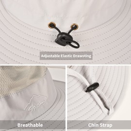 Sun Hats for Men Women Fishing Hat UPF 50+ Breathable Wide Brim Summer UV Protection Hat Light Grey