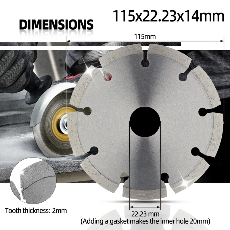 115mm Diamond Cutting Disc, Segmented Blade with 22.23mm Arbor Hole,
