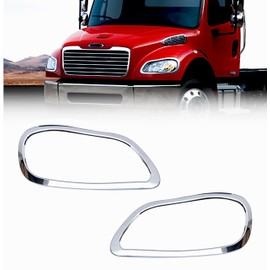 Torque PAIR Chrome Headlight Bezels Replacement for Freightliner M2 M-2 100 106 112 Business Class Trucks Assembly Driver Passenger Side (TRH170300C)