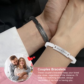 Couple Matching Bracelets, Bf And Gf Bracelets,Couple Gifts Stretch Adjustable Bracelets Christmas Birthday Valentines Day Anniversary Jewelry Gifts for Him and Her His crazy - Her weirdo