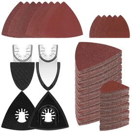 Pack of 154 Sandpaper Triangular Sanders, Triangular Sandpaper Sandpaper for Multi-Sander, Sandpaper Set Including 60/80/120/180/240 Grit, with 4 Pad Holders for Most Models