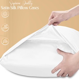 Sunshine Comforts Satin Silk 2 Pack Silver, Soft, Smooth, Luxurious Pillow Cases with Envelope Closure, Silk Pillow Cases for hair & skin, for Women's, Standard Size 50x75cm