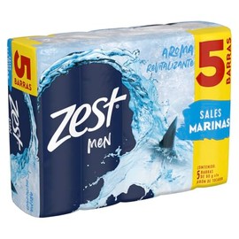 ZEST Jabón en barra Men, para una piel visiblemente saludable y revitalizada, con sales marinas Multipack 5 por 90g c/u