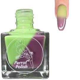 Parrot Polish Thermal Color Changing Nail Polish, Purple to Green Quick Dry Lacquer, Temperature Change Nail Enamel, Plums & Mints, 0.5 Fl Oz