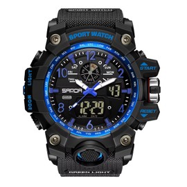 findtime Military Watch Men's Watch Digital Sport Blue Green Black Men's Watch Digital Watch Chronograph Men's 5 ATM Waterproof Military Watch Tactical Outdoor Stopwatch Alarm Clock Sports Watch Men