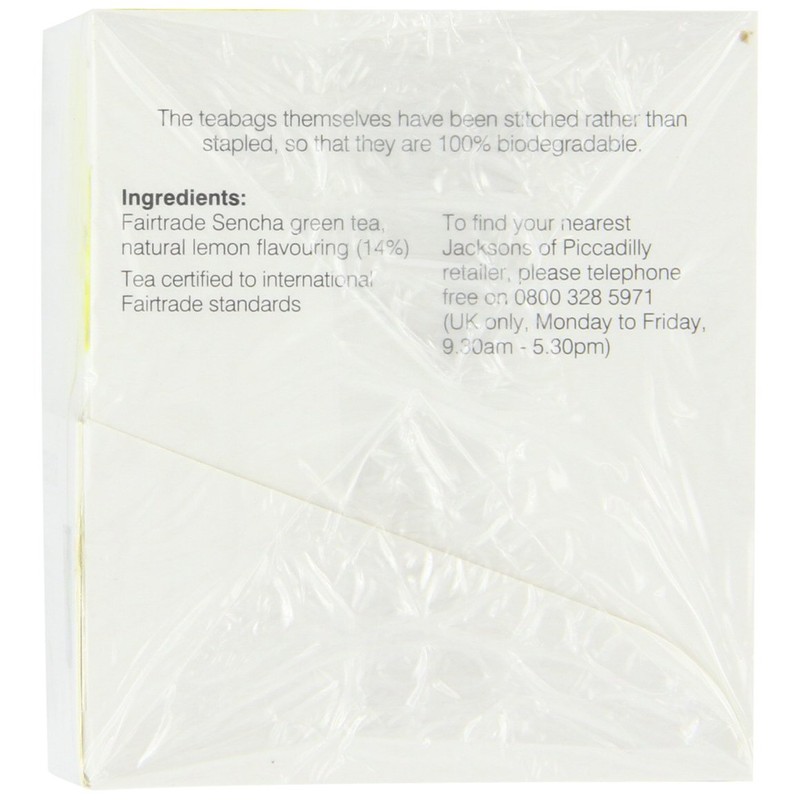 Jacksons of Piccadilly Fairtrade Sencha Green with Lemon 20 Teabags
