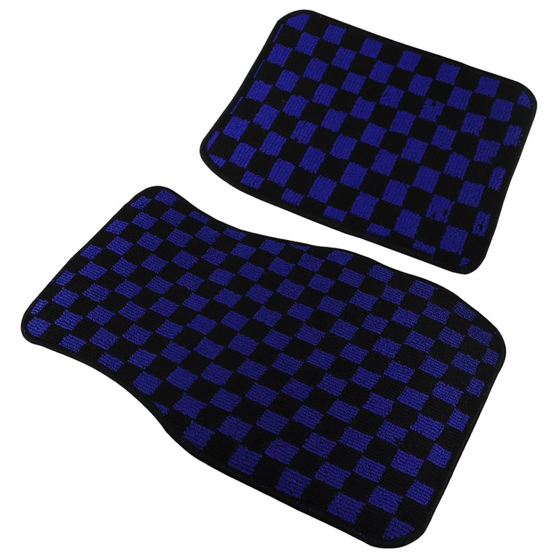 Generic 4PCS UNIVERSAL CHECKERED STYLE BLUE Fabric Car Floor Mats