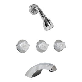 AMER BRASS Empire Faucets Mobile Home Bathtub Faucet Replacement - Arc Chrome RV Bath Faucet High Arc Tub Filler and Showerhead