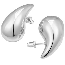 Gold Chunky Earrings Thick Earrings 14K Gold-Plated Teardrop Earrings Water Drop Earrings for Women Girls, Placcato oro 14 carati