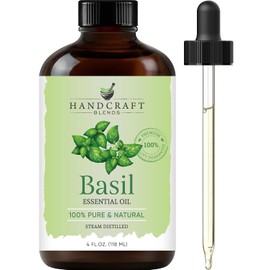 Handcraft Blends PANGP Handcraft Basil Essential Oil - Huge 4 oz - 100% Pure & Natural â€“ Premium Therapeutic Grade with Premium Glass Dropper