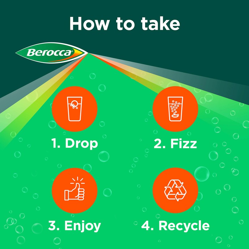 Berocca Vitamin C Effervescent Tablets, with Magnesium, Vitamin B12 &
