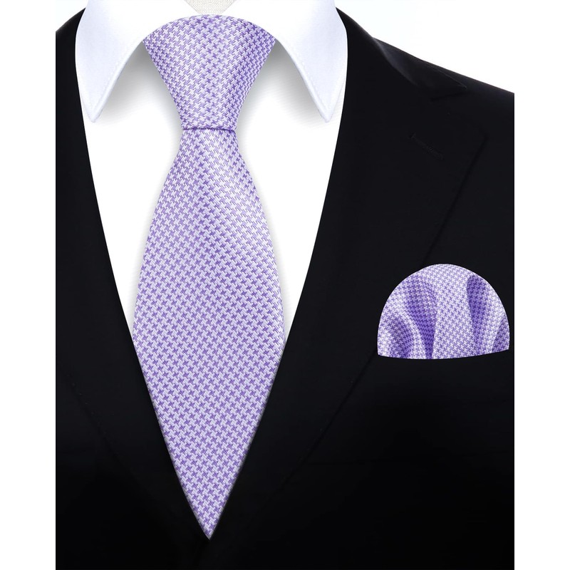 HISDERN Purple Ties for Men Striped Mens Ties Silk Necktie