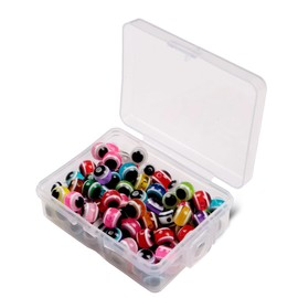 FOLANDO 100pcs 3D Eyes Fish Lure, Fisheye Bead Bean Artificial Fly Tying Making Fishing Line Beads Fisheye 4-8mm