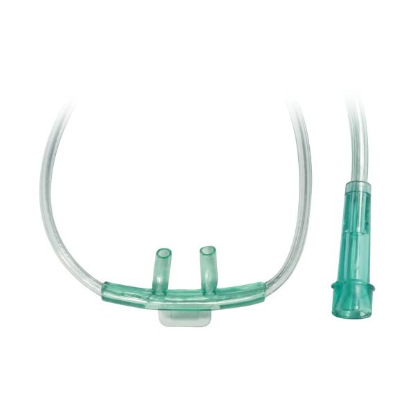 Sunset Healthcare Solutions 7Ft Tabbed Adult Oxygen Nasal Cannula w/Kink-Free Supply Tubing (RES1007V Ventlab), Green