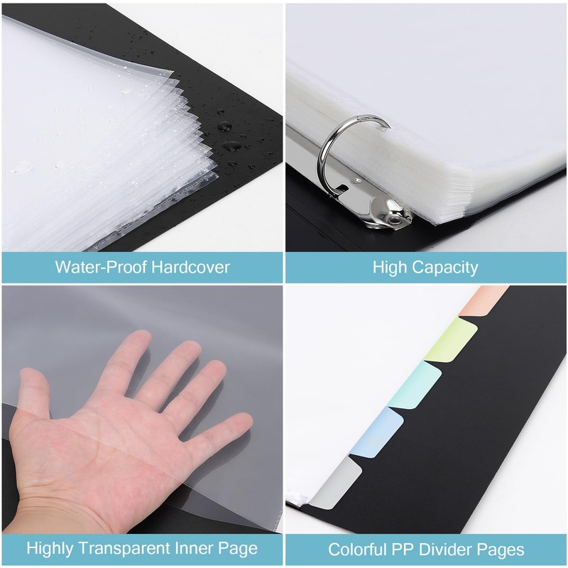 Uquelic 50-Pocket Binder with Plastic Sleeves, High-Capacity Document Organizer and