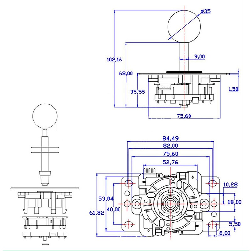 Arcade Joystick Gamepad DIY Joystick Arcade Game Fighting Stick Replacement