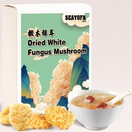 3.5Oz Dried White Snow Fungus Mushroom, Whole 100% Natural Snow Tremella Fuciformis Mushroom for Cooking, Vegan, Gluten-Free, No Additives, Soup, Dessert, Salad