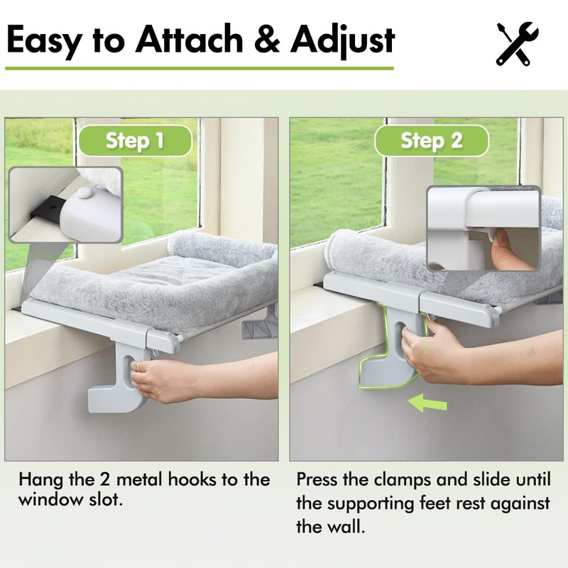 Zoratoo Cat Window Sill Perch with Large Bolster, Easy to