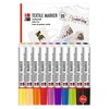 Marabu Textile Markers, Set of 10 Textile Pens for Light