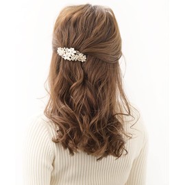 VINGTAINE H7501 White Flower Barrette, Small Flower, Hair Clip, Hair Accessory, Elegant