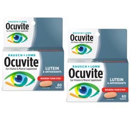 Bausch + Lomb Ocuvite Eye Vitamin & Mineral Supplement, Contains Zinc, Vitamins A, C, E, & Lutein, 60 Tablets, (Pack of 2)